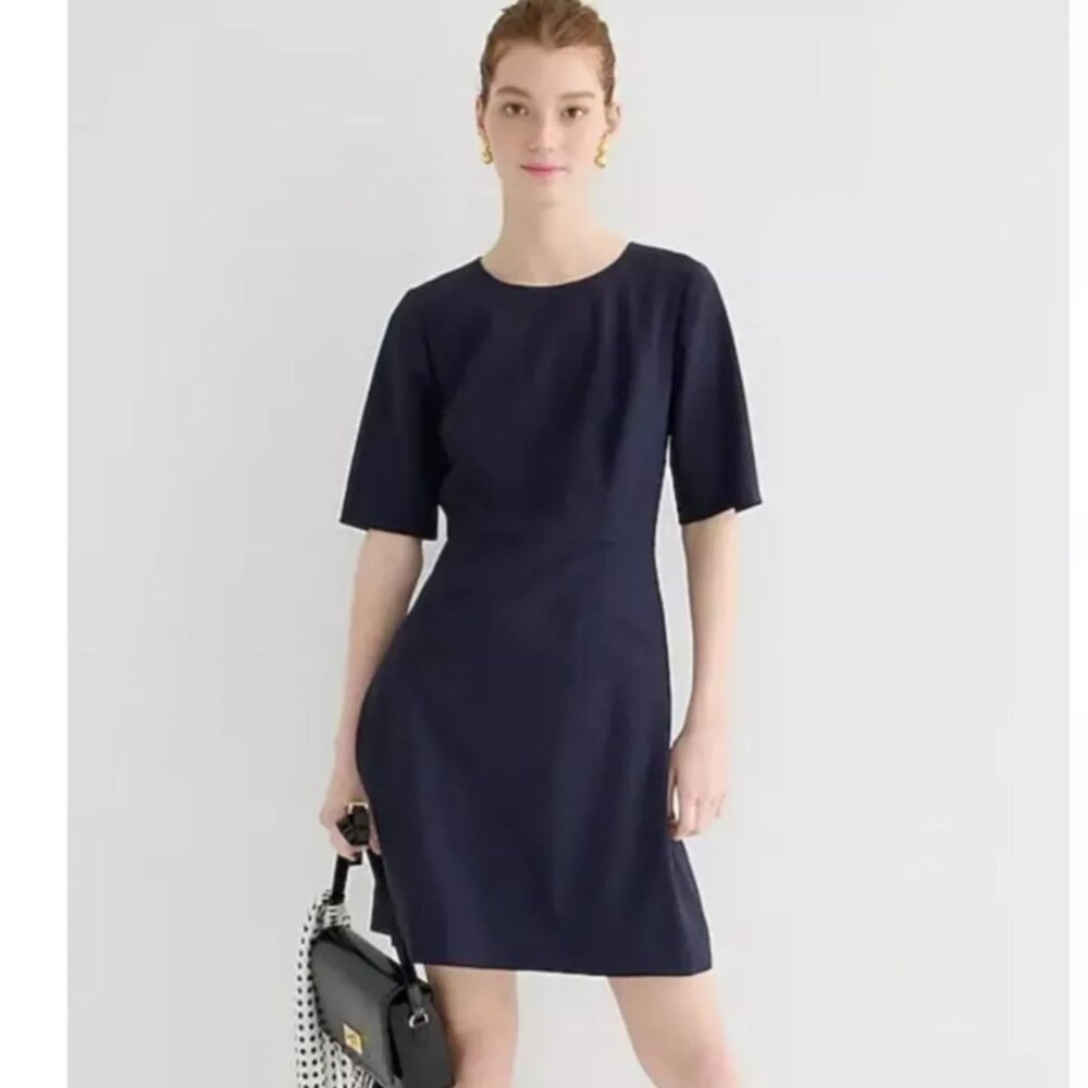 NWT J Crew Short Sleeve Mini Bi-Stretch Wool Dress